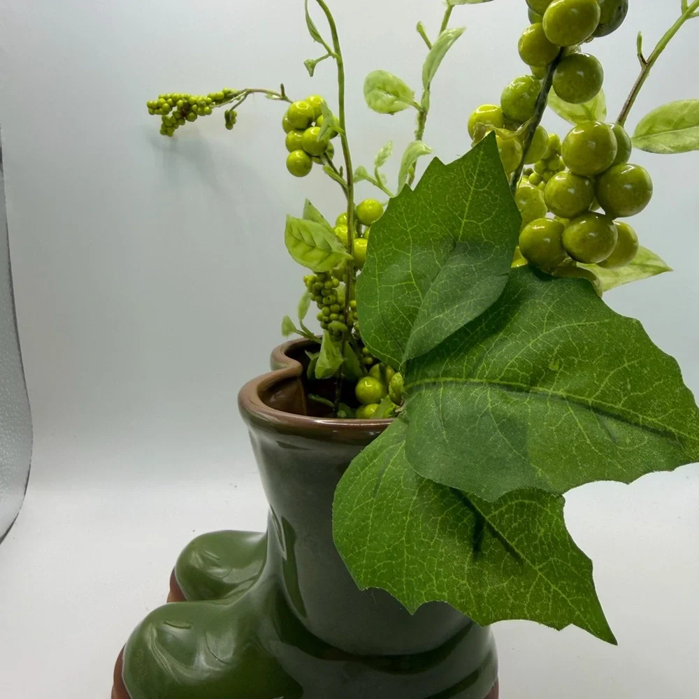 Eddie Bauer Olive Green Boot Planter with Faux Greenery - Picture 11 of 16